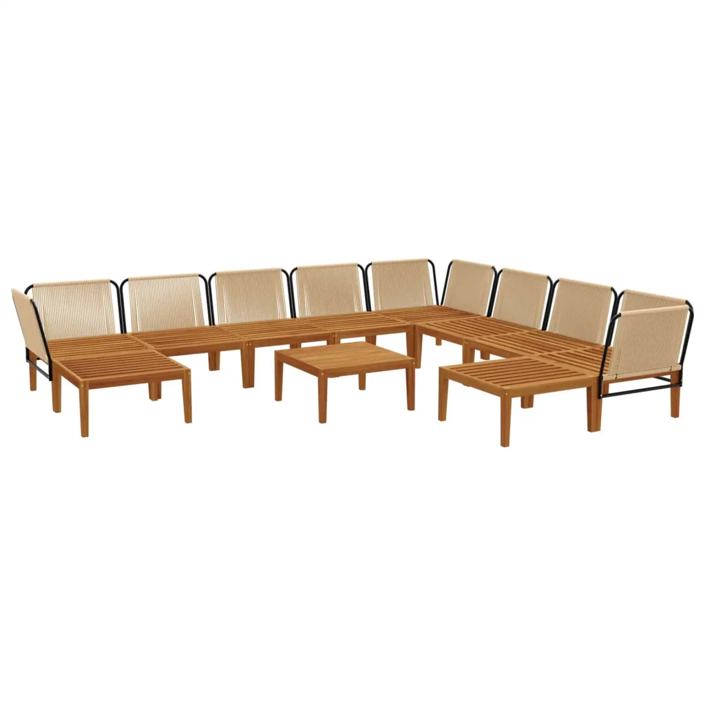 11 pcs Legno massiccio di acacia e corda Naturale 3407781