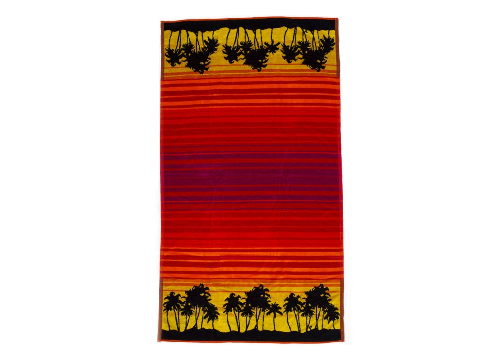 Telo Mare Spiaggia Piscina Jacquard In Spugna Disegno Sunrise Arancio - 90x170 - Sunrise