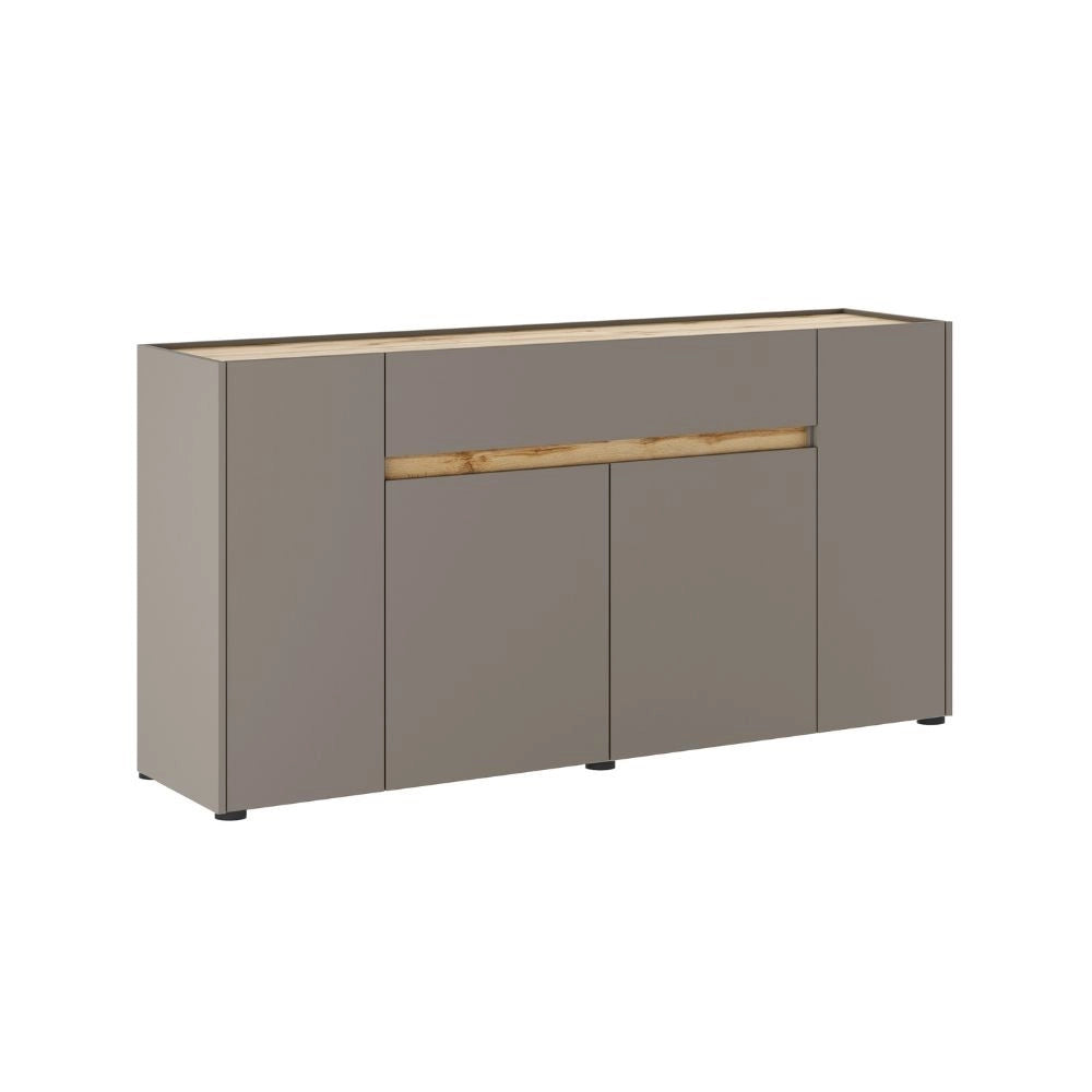 Madia Nordik 4 ante e 1 cassetto in grigio congo e rovere wotan 170x39.6x85H – Stile e funzionalità