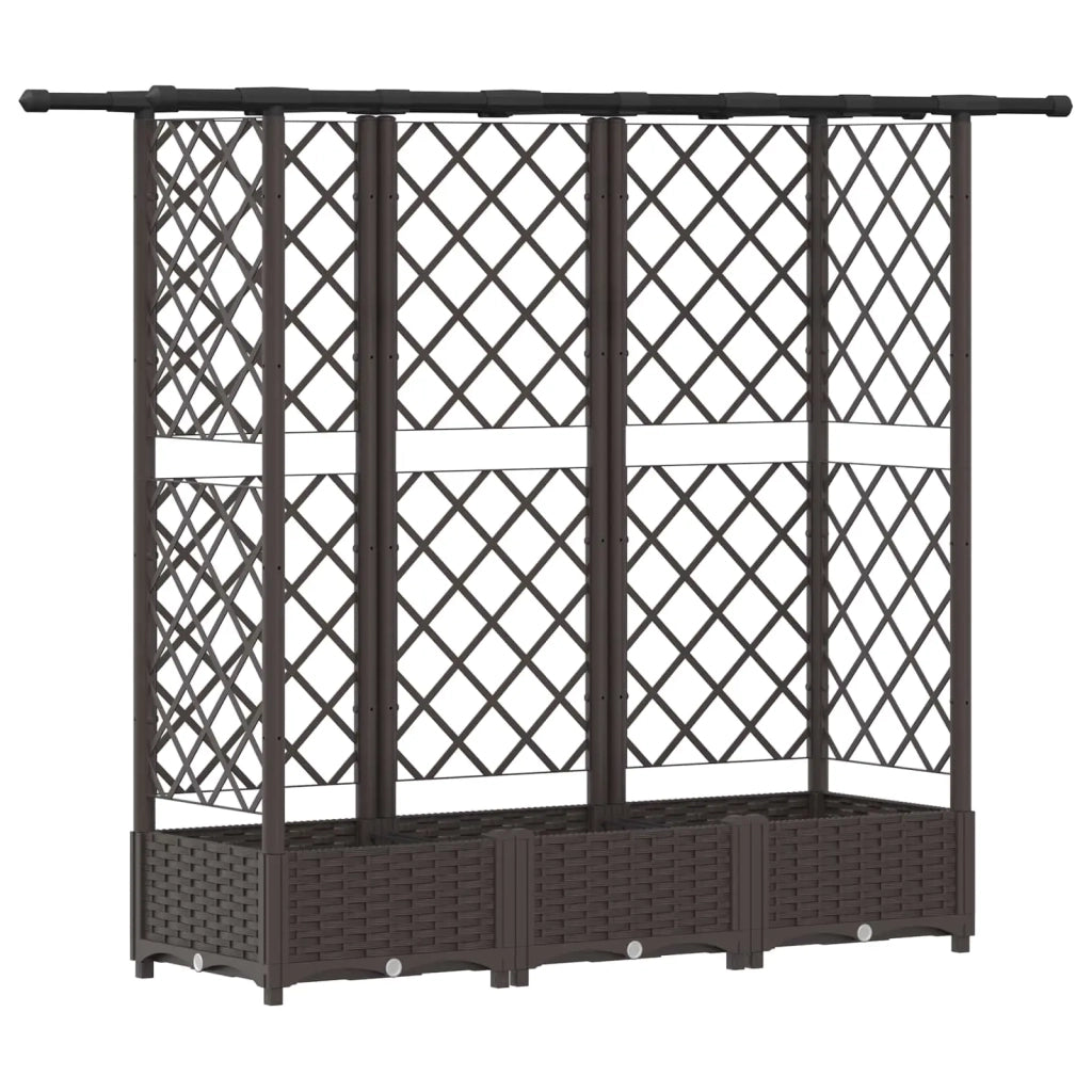 Letto Rialzato con Griglia e Tetto Marrone 164 x 40 x 123 cm PP 42032522