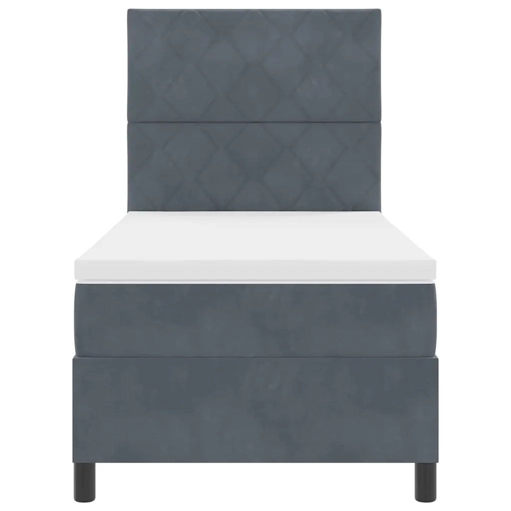 Letto a molle con materasso Grigio scuro 90 x 200 cm Velluto 3339873