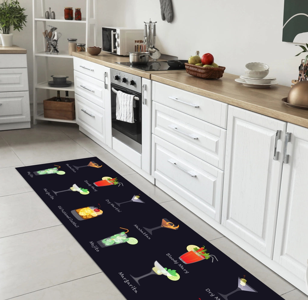 Tappeto Cucina Antiscivolo Made in Italy Passatoia Antimacchia Multiuso Corridoio Soggiorno Lavabile in Lavatrice - 50x400 - Coktail Simple