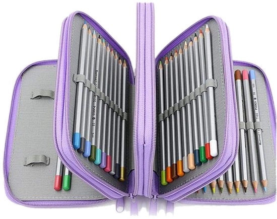 Organizzatore di matite grande - 72 taschini - maniglia portatile - chiusura a zip di alta qualità - Ideale per scuola/ufficio - Etui