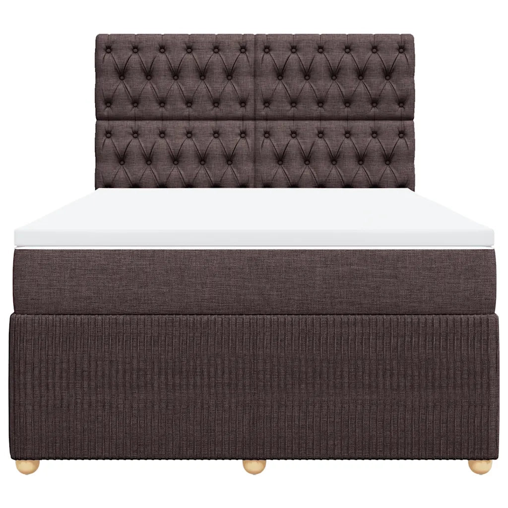 Giroletto a Molle con Materasso Marrone Scuro 140x190cm Tessuto
