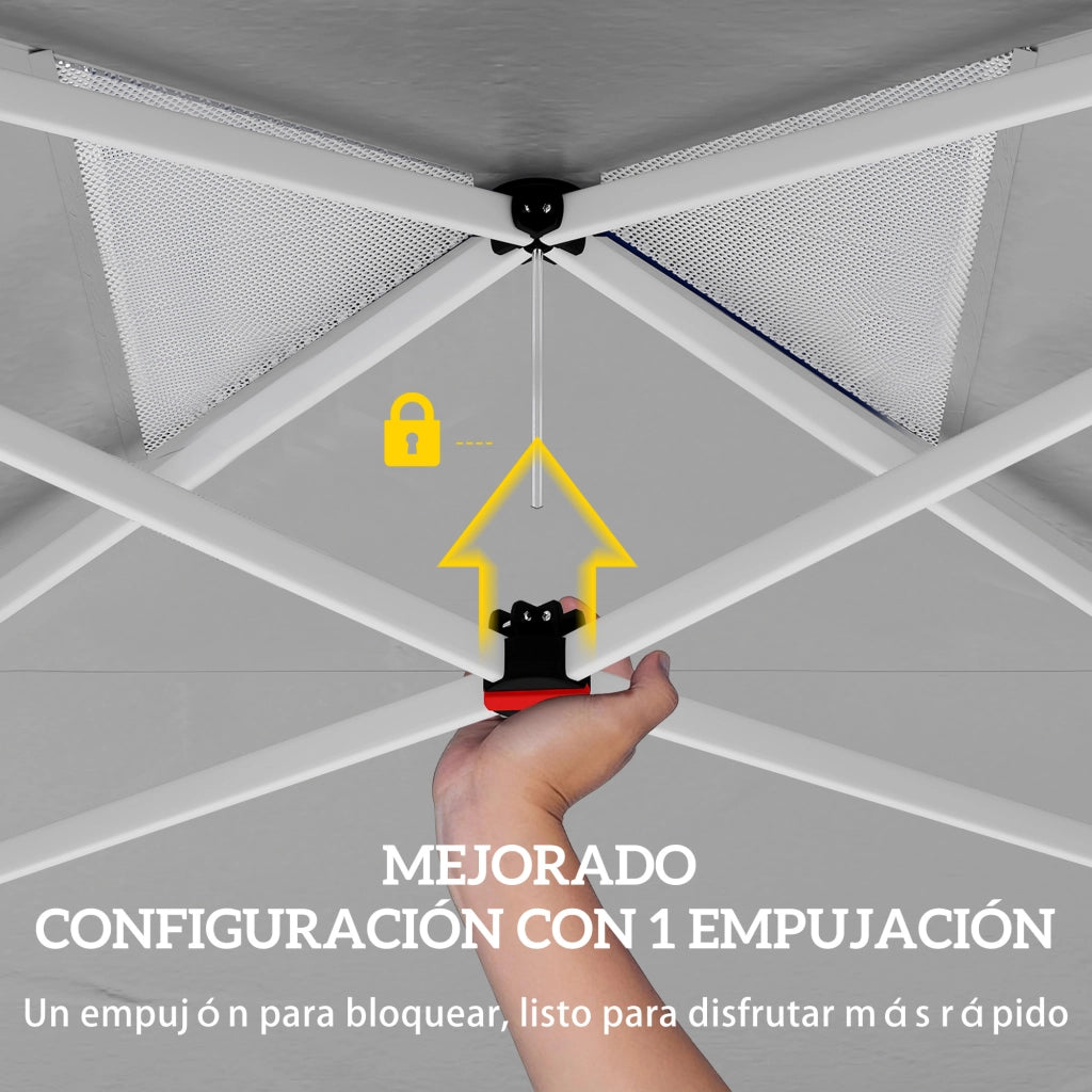 Carpa da Giardino Pieghevole 3x3 m ¨C zephmum ¨C Blu con Blocco Centrale, Altezza Regolabile, Borsa con Ruote