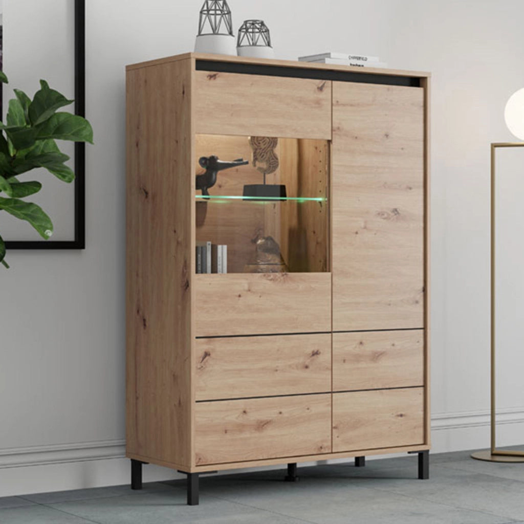 Madia Vignate, Credenza 4 Ripiani, 93x40x135h cm Marrone Rovere Nodi