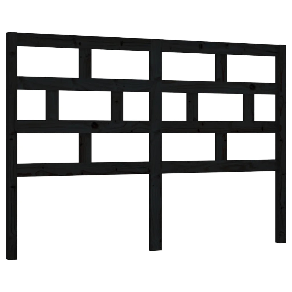 Testiera per Letto Nera 126x4x100 cm in Legno Massello di Pino 814188