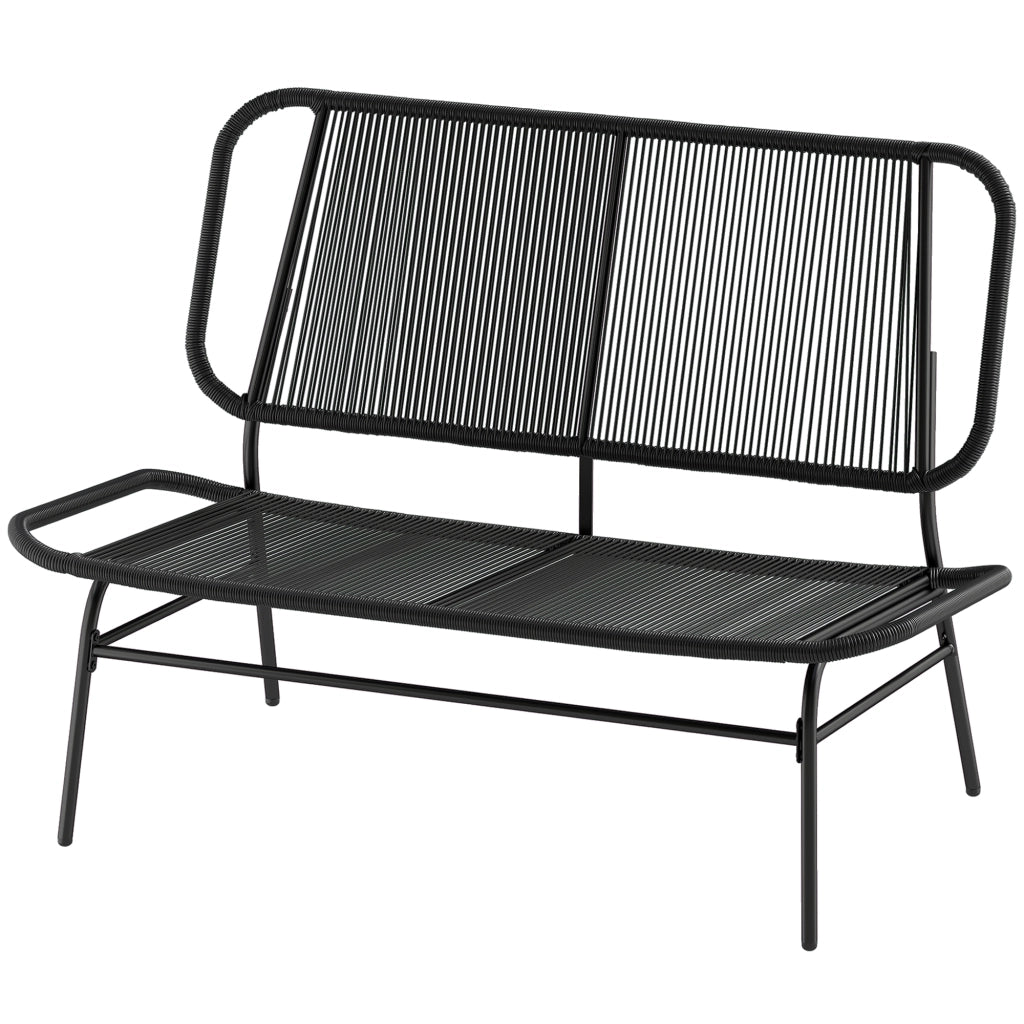 Divano da giardino 2 posti in rattan con struttura in acciaio ¨C zephmum ¨C nero