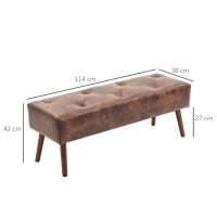 Panca Fondoletto e da Ingresso Imbottita con Rivestimento in PU, 114x38x42cm, Marrone