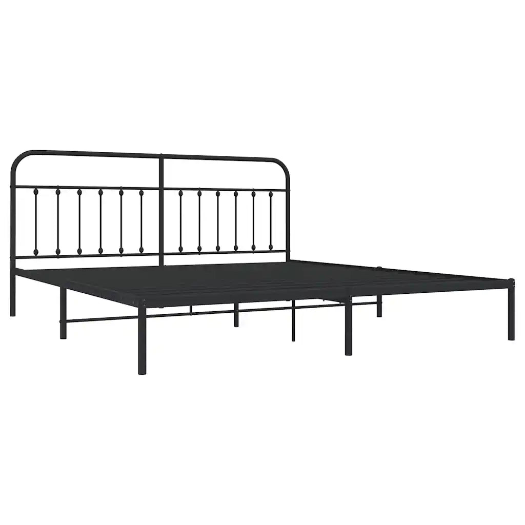 Letto matrimoniale | Letto per adulti | Giroletto con Testiera in Metallo Nero 200x200 cm