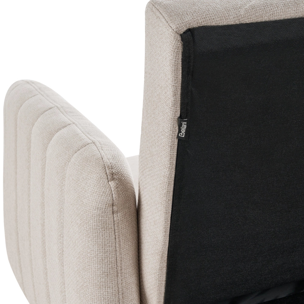Divano letto beige chiaro in tessuto di finto lino Soggiorno moderno 3 posti Gambe in legno Braccio a binario