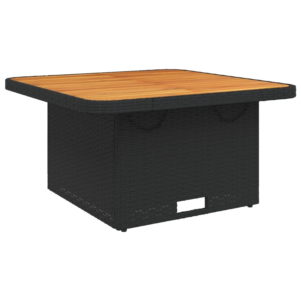Tavolo da Giardino Nero 80x80x71cm in Polyrattan e Legno Acacia 368269