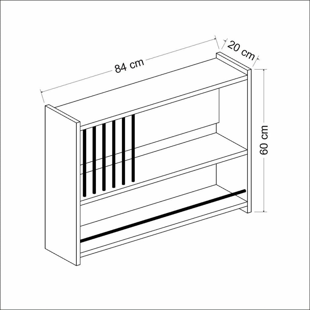 Mensola da parete a 3 livelli per cucina 60 x 84 x 20 cm bianco 03_0007030