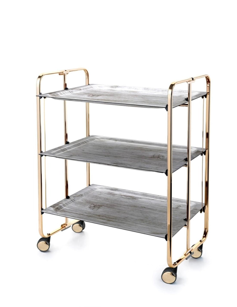 Carrello da cucina pieghevole dorato con ruote BAUHAUS 3 ripiani