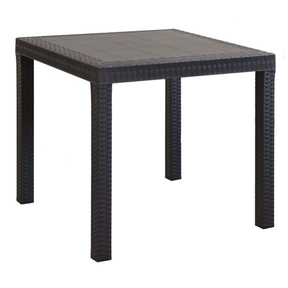 TAVOLO DALLAS 80 X 80 X 74 CM IN RESINA E POLYRATTAN MARRONE