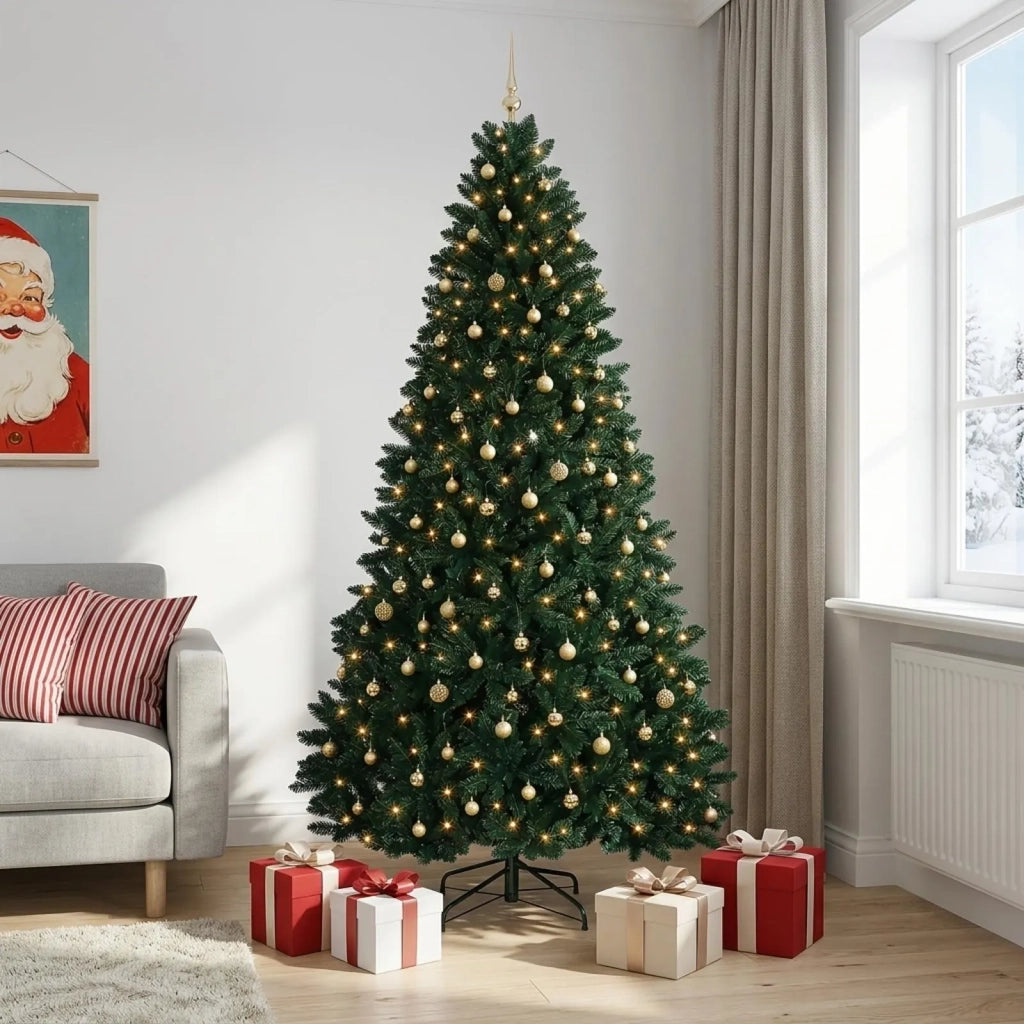 Albero di Natale artificiale verde scuro con palline 270 cm 3467343