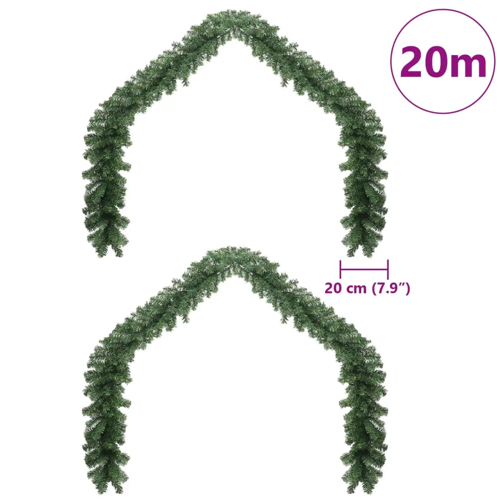 Ghirlanda di Natale 2 pz-Decorazioni natalizie Verde 20 m PVC