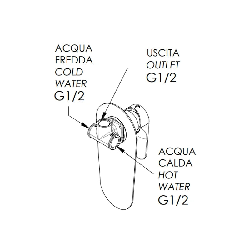 Rubinetto doccia incasso con piastra - serie class line
