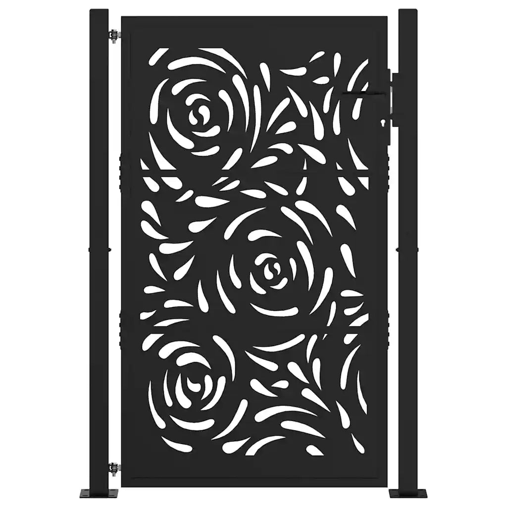 vidaXL Cancello Giardino Nero 105x155 cm in Acciaio Design a Fiamma