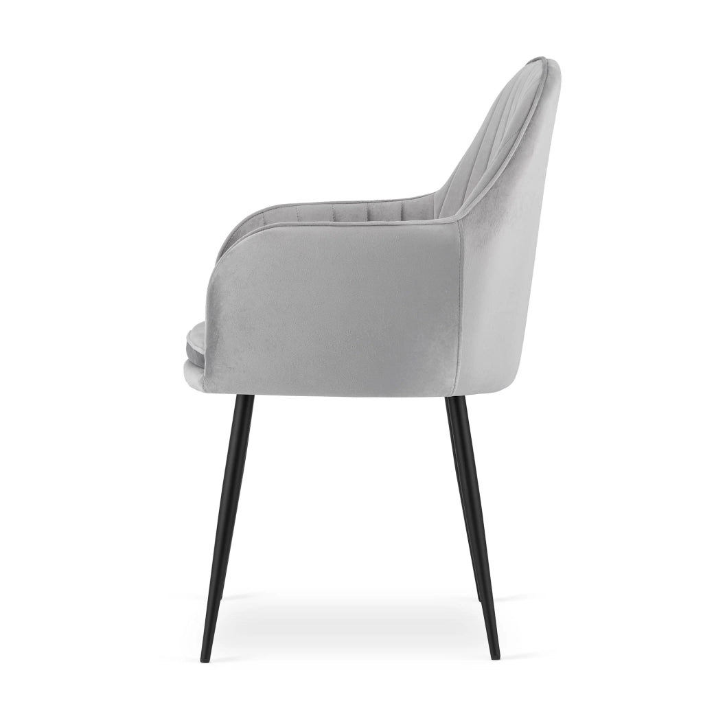 Sedia Valora LUGO in velluto grigio-argento dal design moderno per il soggiorno