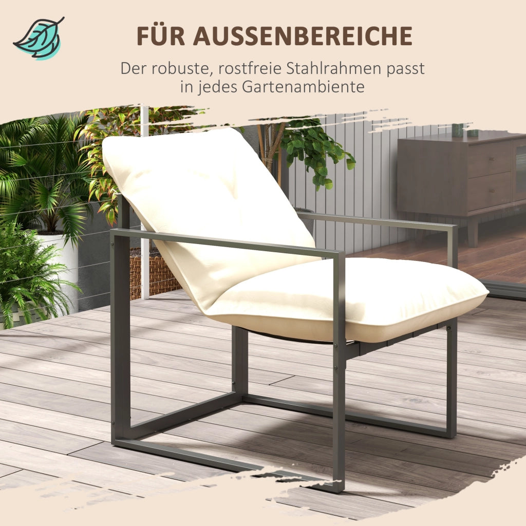 Set da giardino con divano, 2 poltrone e tavolo in vetro ¨C zephmum ¨C grigio e beige, 114x70x67 cm