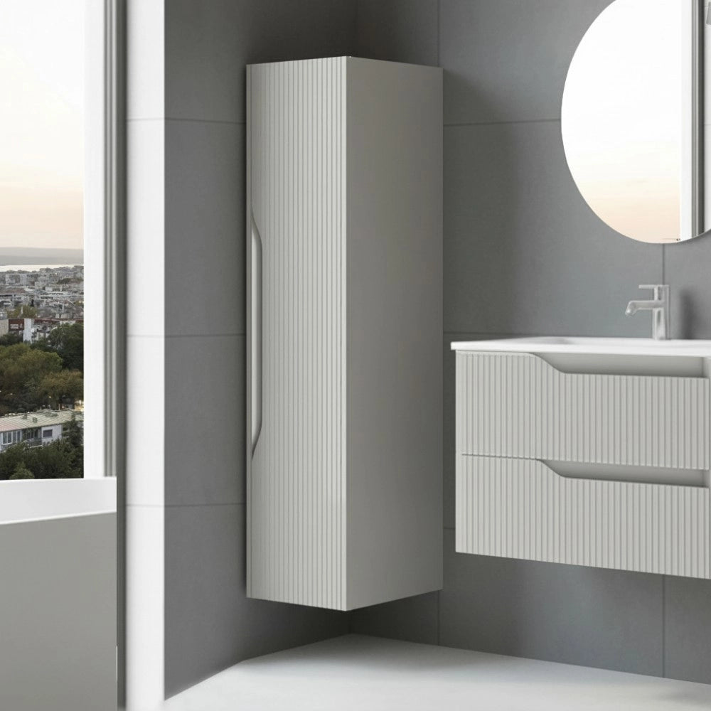 Colonna bagno sospesa Soho colore cashmere opaco effetto cannettato 35x30x120H