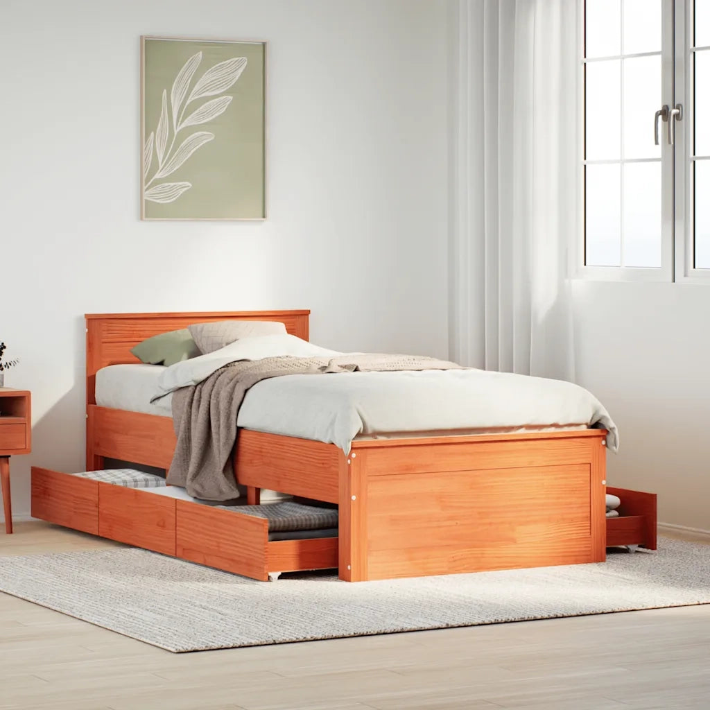Giroletto senza Materasso con Testiera Marrone Cera 90x190 Pino 3308788