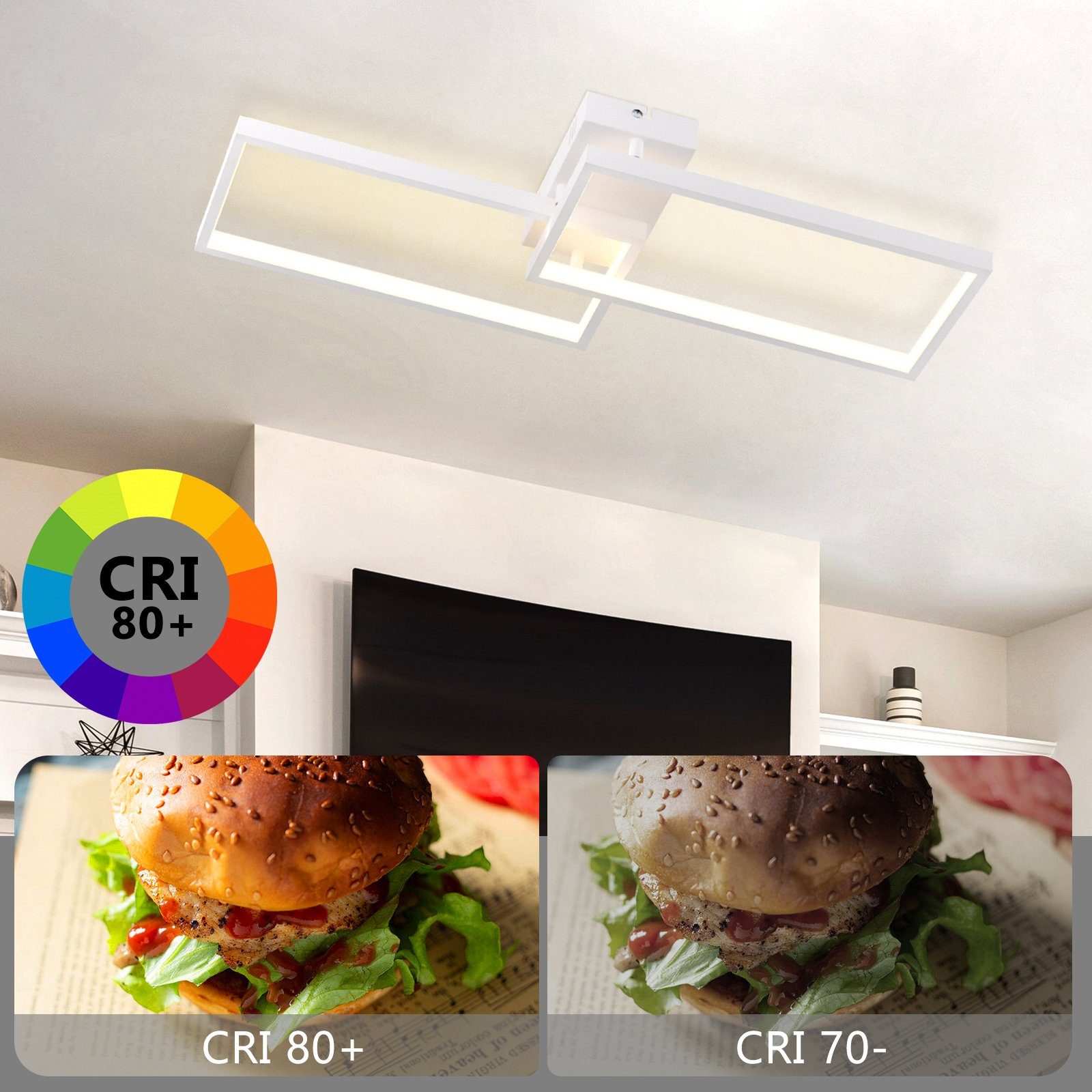 ZMH Lampada da soffitto LED moderna metallo telecomando 2 luci per camera letto