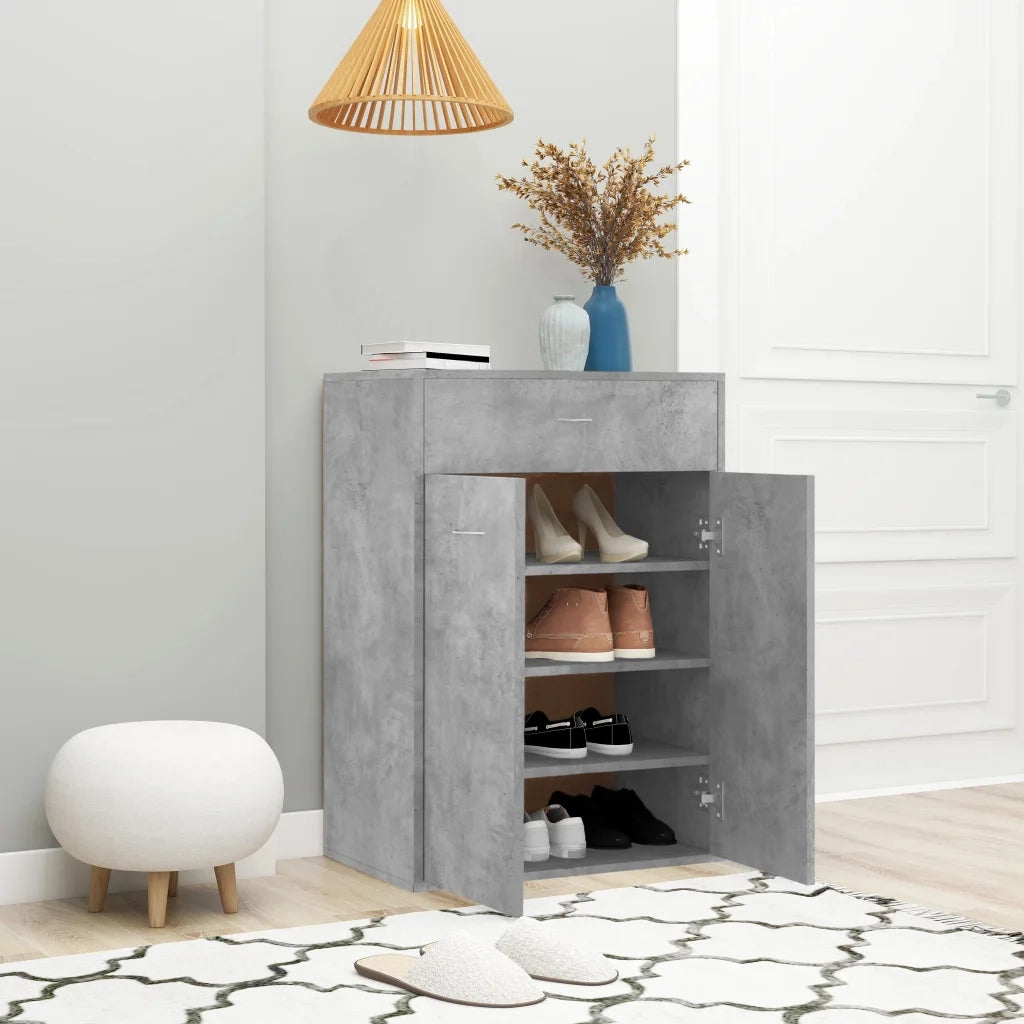 Scarpiera Grigio Cemento 60x35x84 cm in Legno Multistrato 801075