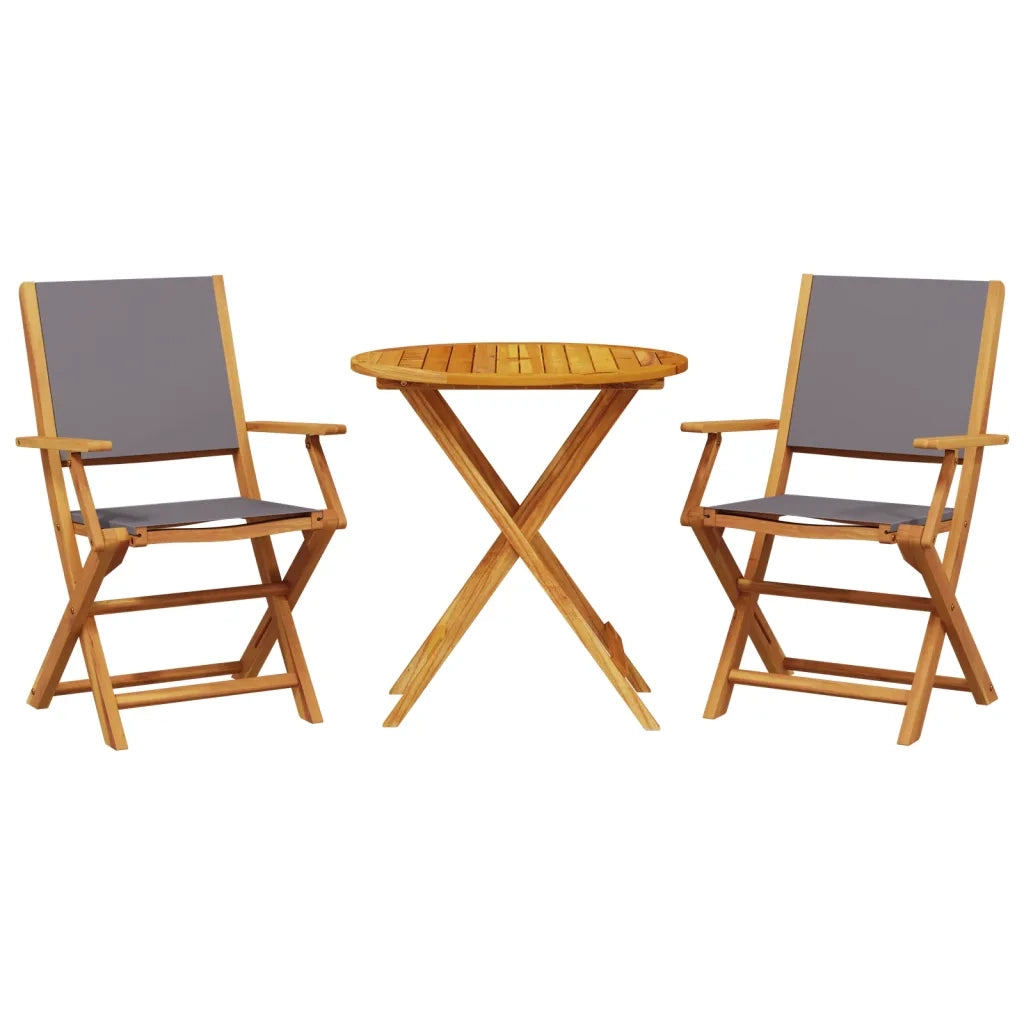 Set da Bistrot 3pz Antracite in Tessuto e Legno Massello 3281857