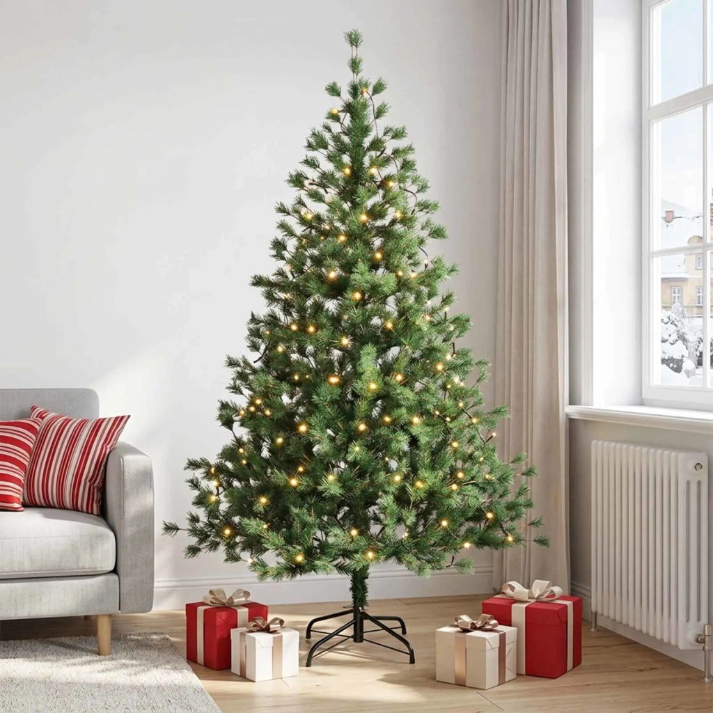 Albero di Natale Artificiale con Rami Pieghevoli 240 cm 300 LED 3466227