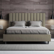Letto imbottito Matrimoniale 170x190 cm Agueda - Similpelle,Cappuccino,Contenitore