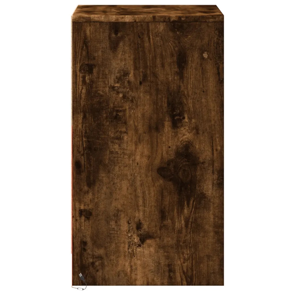 vidaXL Comodini con Luci LED 2pz Rovere Fumo in Legno Multistrato