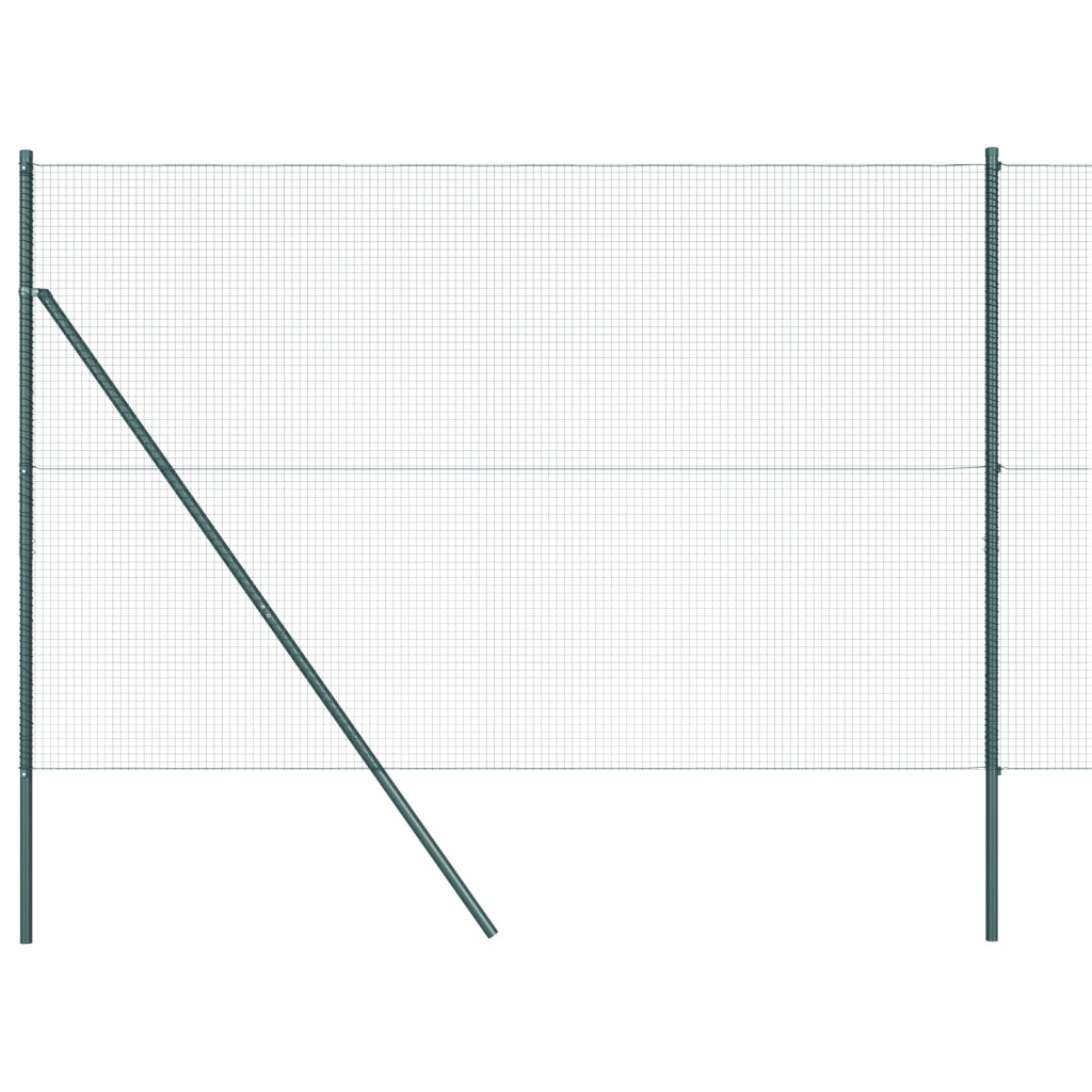 Recinzione in Filo Saldato con 2 Pali Verde 1.5x25 m Acciaio