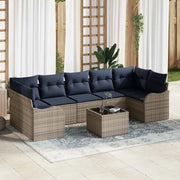 Set di divani 8 pz 7-Numero di posti Grigio polyrattan 3345625