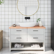 Piano Bagno Marrone 120x30x(2-4) cm Legno Massello Trattato 3156137