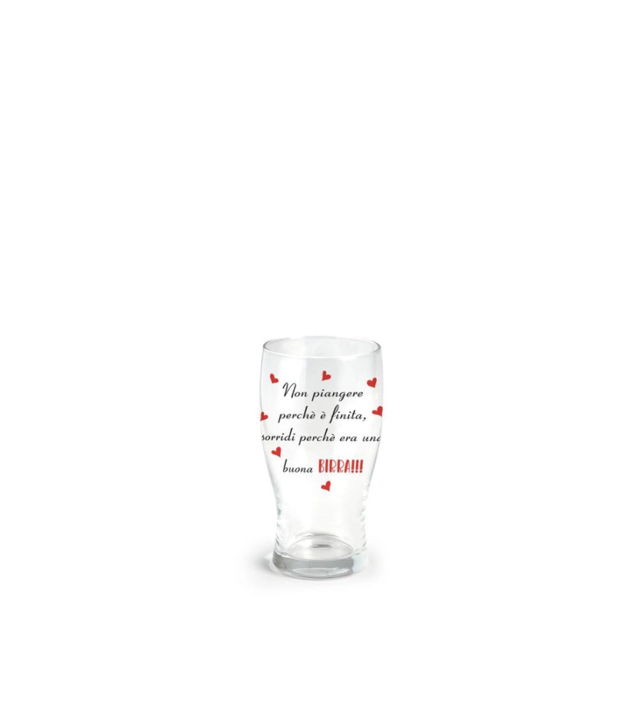 Bicchiere per birra 40 cl con scritta non piangere perchŠ Š finita sorridi perchŠ era una buona birra