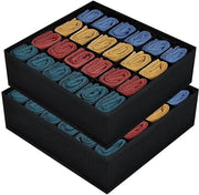 Set di 2 organizzatori di cassetti per calze, distributori di cassetti, organizzatore di sottovesti, pieghevole, 24 cassette, organizzatore di abbigliamento, nero, 30 cm x 30 cm x 9 cm