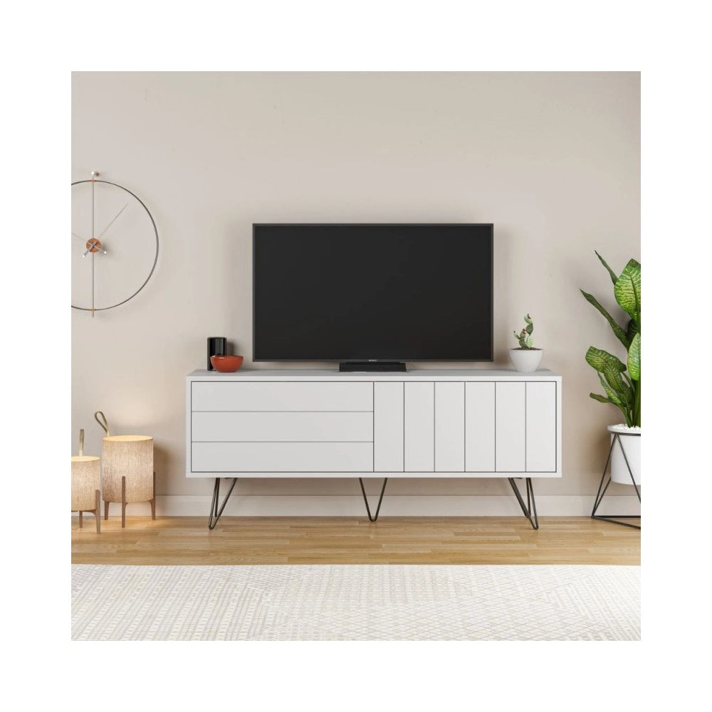 Mobile porta Tv con due ante a ribalta Piccadilly 139x36x57 colore bianco