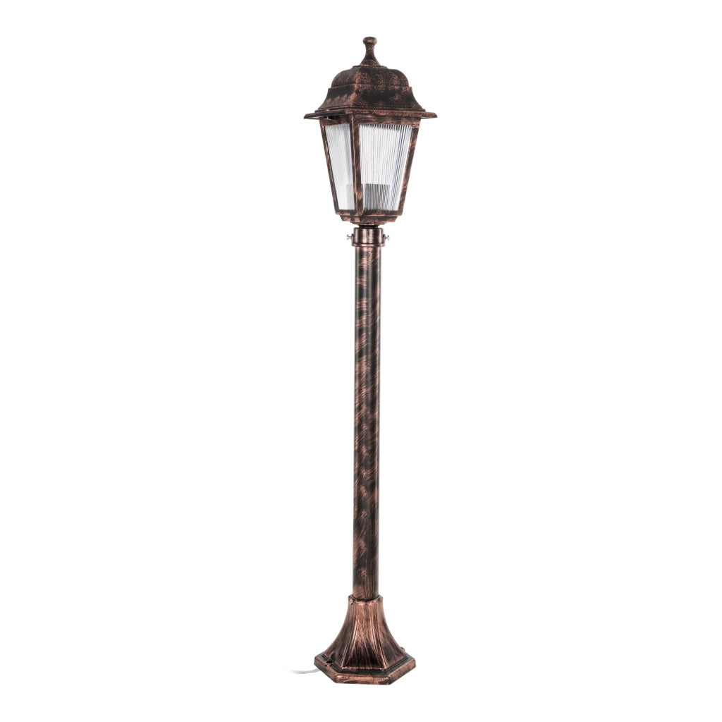 Lampada a Stelo per Esterno 'Keighley' Lampada da Terra con Lanterna a Protezione IP44 - Rame Smerigliato  [lux.pro]
