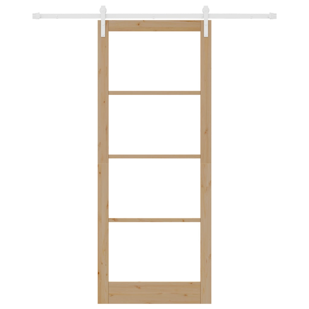 Porta Scorrevole con Set di Accessori 'ORKDAL'Legno Solido e Vetro