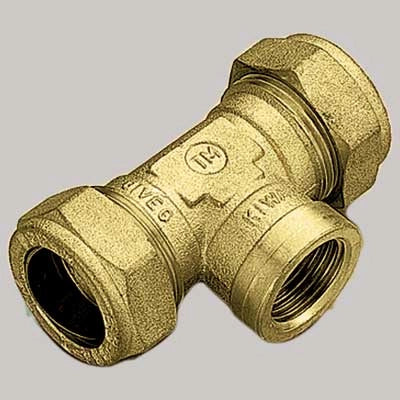 RACCORDO A TEE FEMMINA CON OGIVA OTTONE  18 x 1/2 x 18     TIEMME
