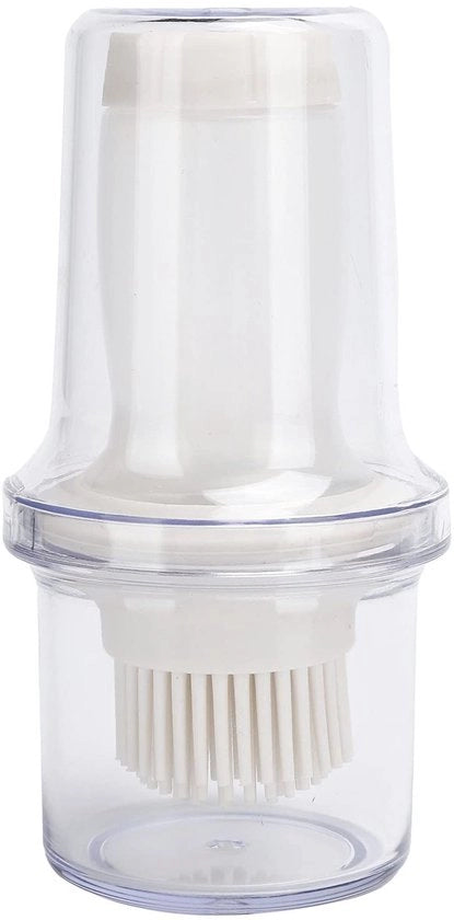 Dispensatore di olio con spazzola a setole di silicone - Bottiglia con coperchio - Spazzola densa per polvere - Attrezzo da forno per barbecue - 13x6cm - Materiale ABS sicuro - Bottiglia di olio per spazzola
