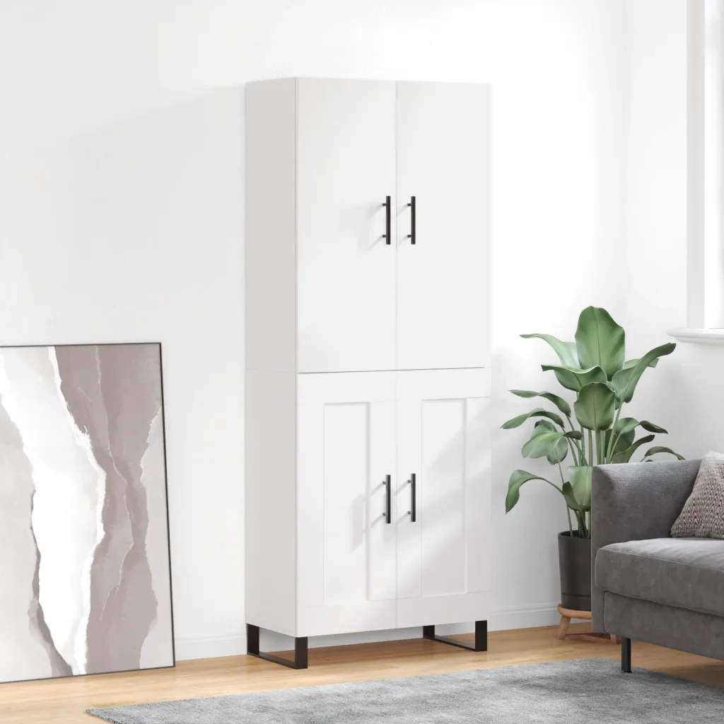 Credenza | Madia | Buffet da pranzo | Armadio da pranzo Bianca 69,5x34x180 cm in Legno Multistrato