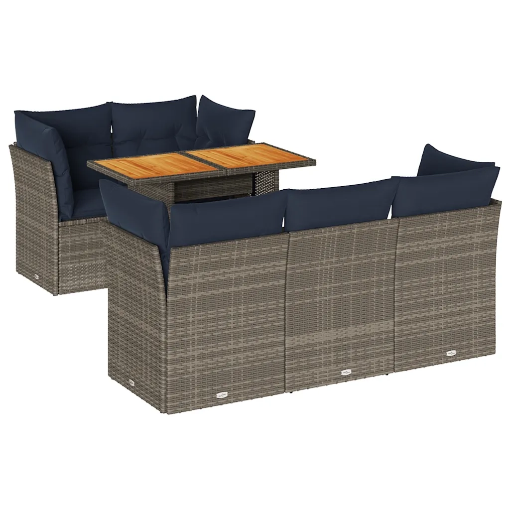 Set Divano da Giardino 6 pz con Cuscini Grigio in Polyrattan 3326889