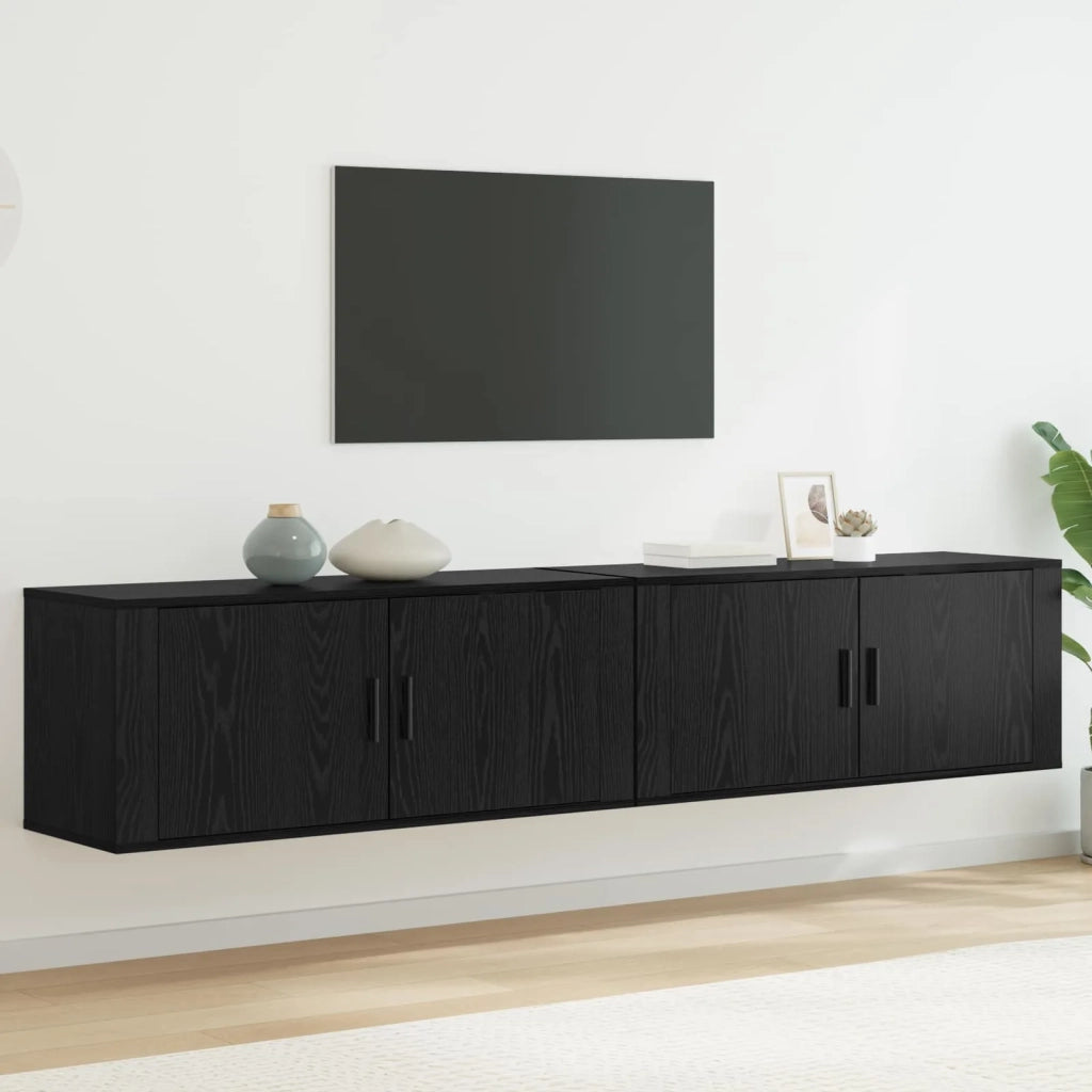 Set Mobile TV da Parete 2 pz | Armadietto TV | Mobile Porta TV Rovere Nero 100 x 34,5 x 40 cm