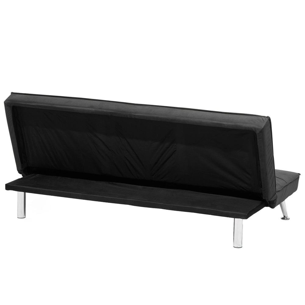 Divano Letto Grigio A 3 Posti Imbottito Trapuntato Gambe In Metallo Click Clack