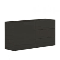 Credenza Moderna con 1 Anta e 3 Cassetti: METIS Antracite Laccato
