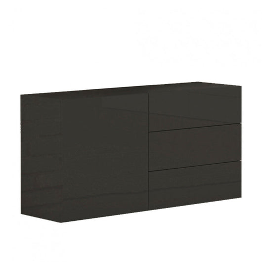 Credenza Moderna con 1 Anta e 3 Cassetti: METIS Antracite Laccato
