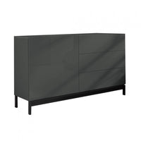 Credenza Moderna 1 Anta + 3 Cassetti Metis con Piede in Metallo Antracite Laccato